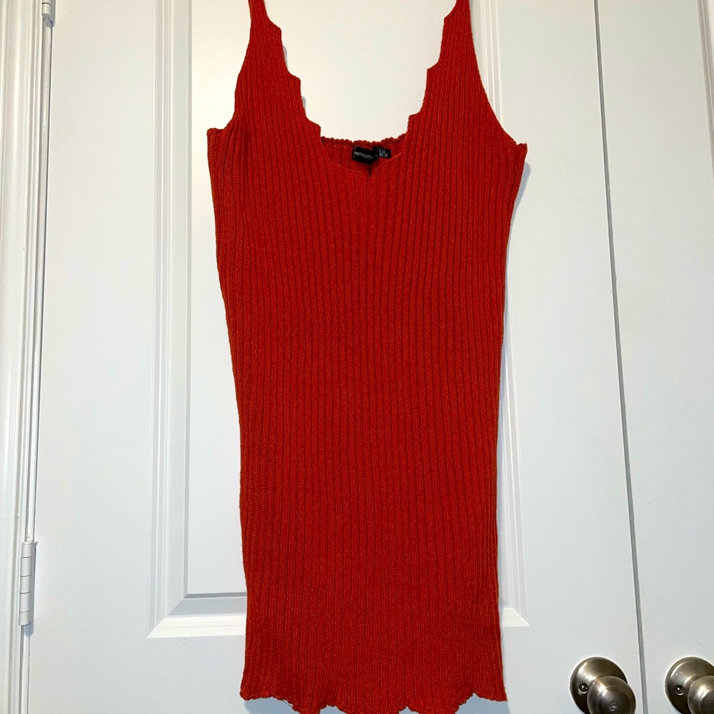PLT orange crochet, mini dress.